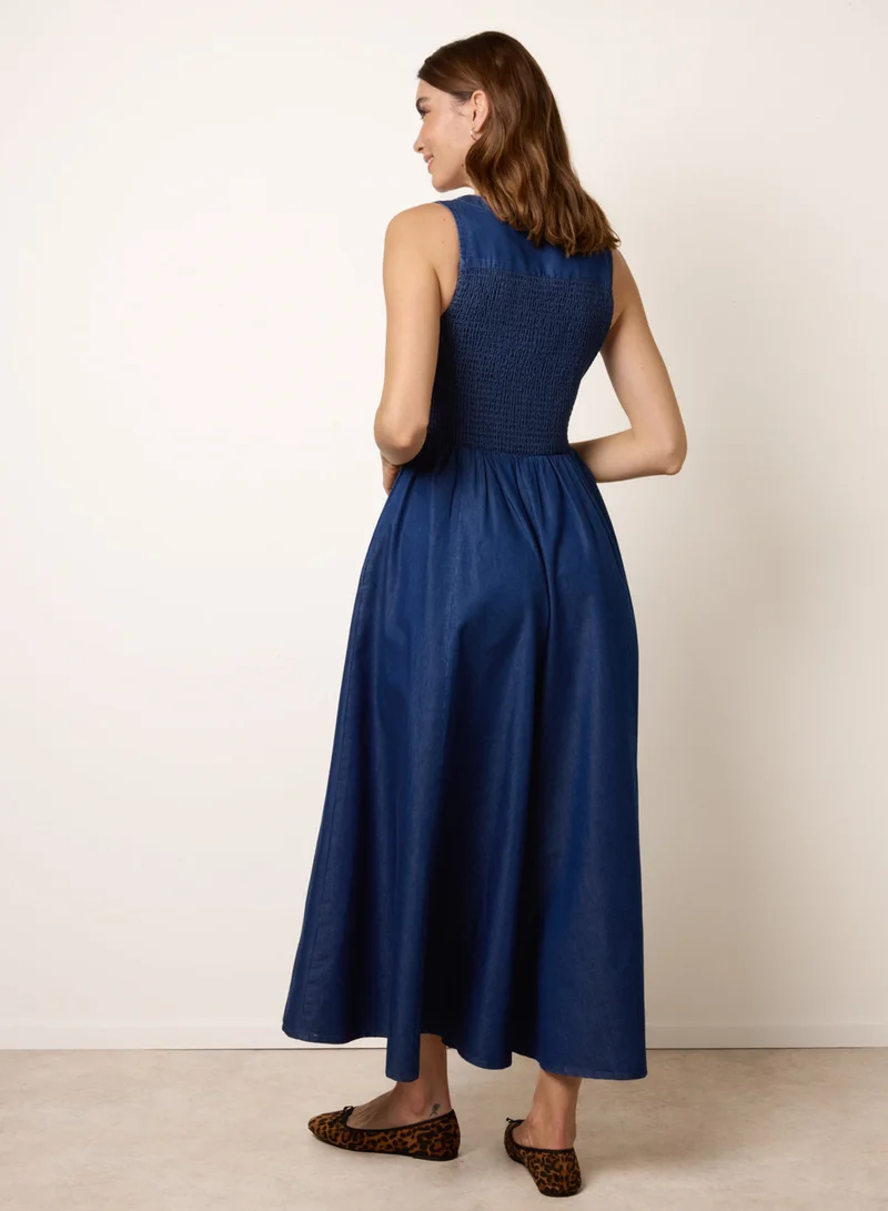 بلو فانيلا Shirred Waist Zip Front Jumpsuit